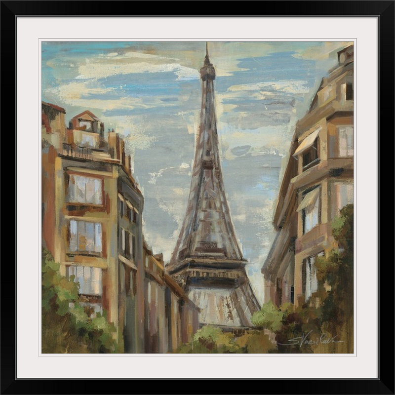 «A Moment in Paris I», reproduction d'art, H 28 x l 28 po x P 1 po, Cadre noir