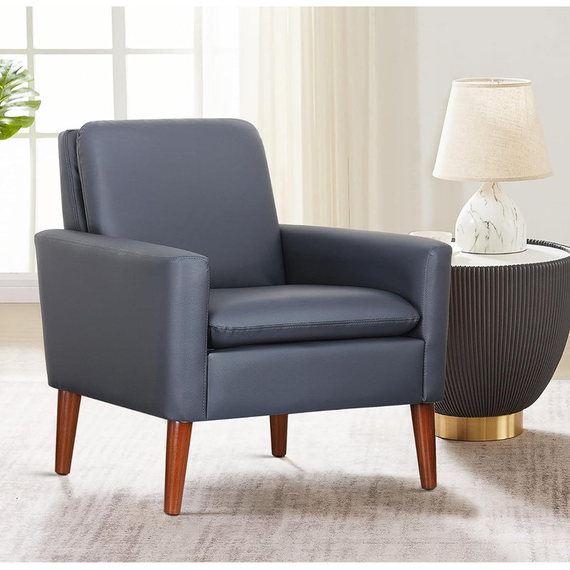Fauteuil d'appoint rembourré Cristyle, Similicuir bleu