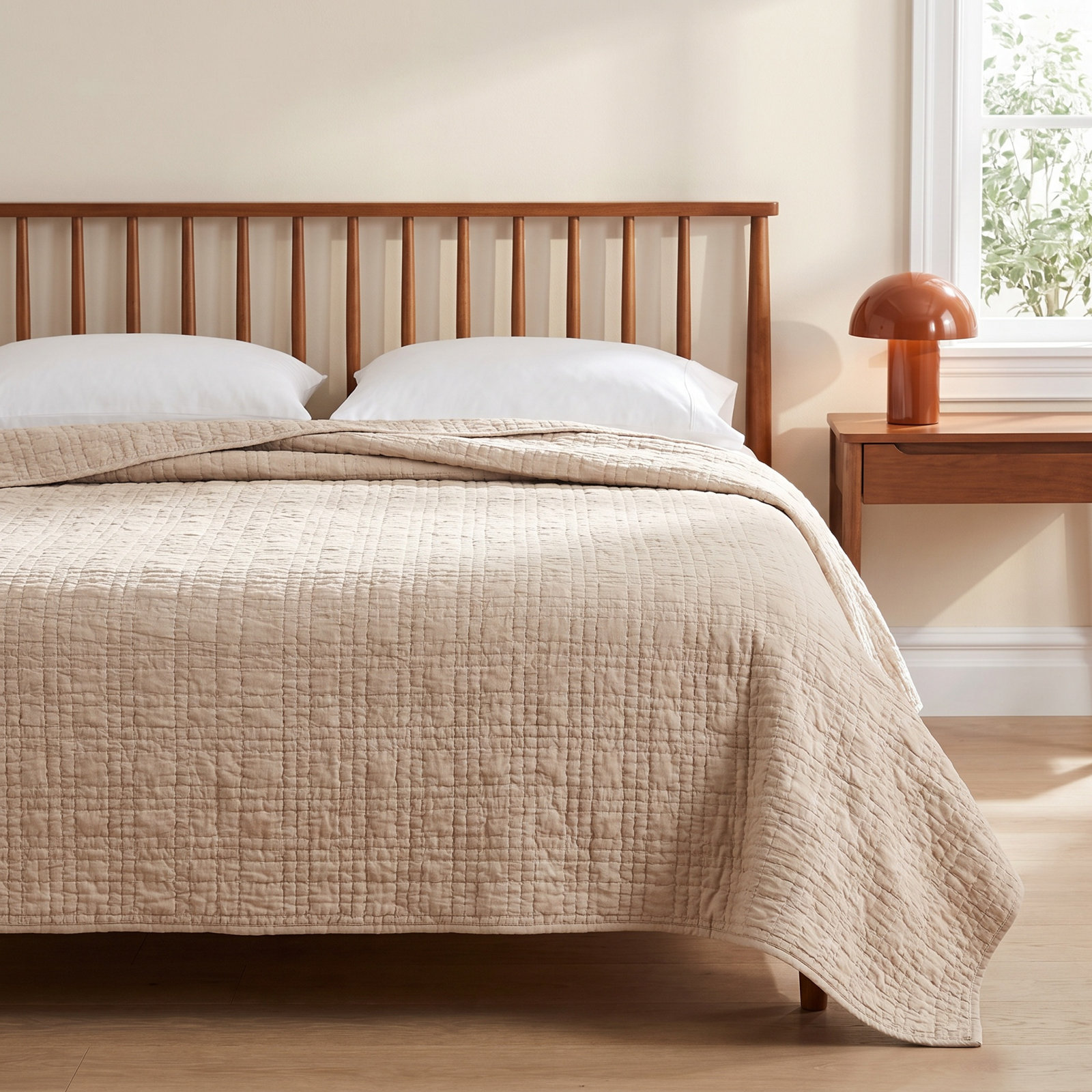 Channel Handstitched Organic Cotton Quilt Set, Hazel Chambray, King Quilt