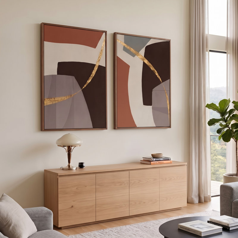 Art sur toile abstrait terre terre, 18 po x 24 po, Dark Walnut Floater Frame