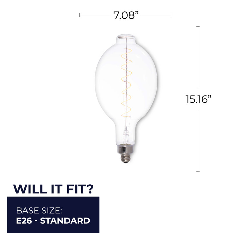 Oversized Olive Clear LED Edison Bulb, 60 Watt Equivalent, E26 Dimmable 2200K