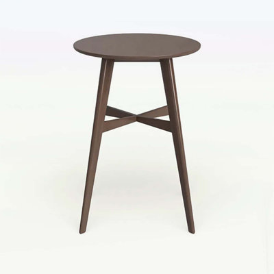 Mid-Century Modern Round Wooden Bar Table with Tapered Legs for Kitchen, Dining Room, or Home Bar, Natural Walnut Finish