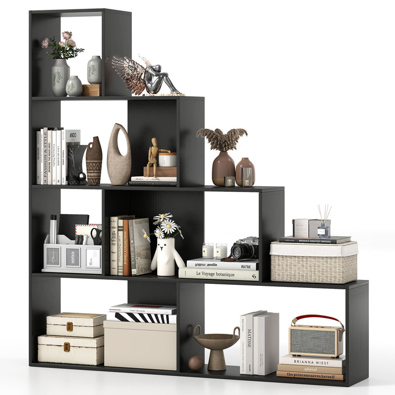 162cm H x 153cm W Step Bookcase, Black