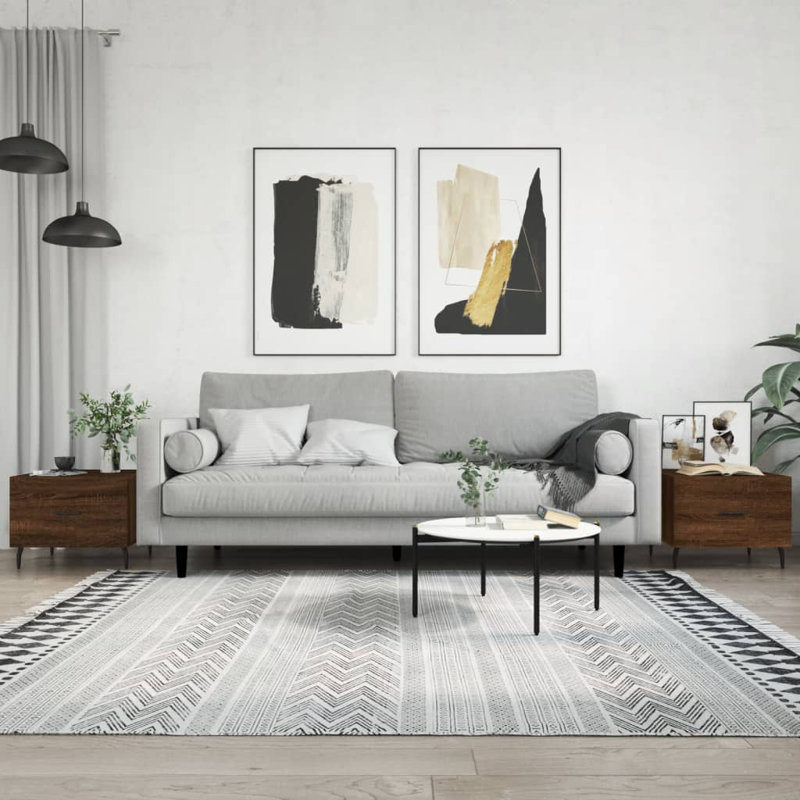 Four Leg Coffee Table with Storage, brown oak