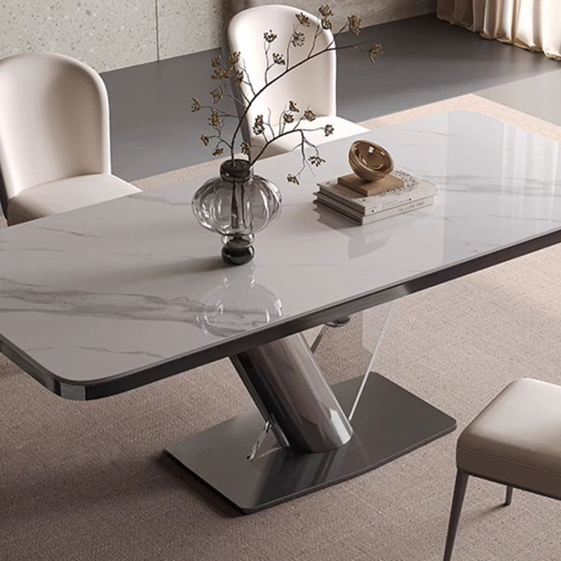 Ensemble de table de salle à manger rectangulaire de style italien, H 29,5 po x L 55,1 po x l 31,5 po, Blanc