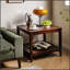 Table d'appoint carrée robuste en bois massif à 2 niveaux avec tablette de rangement, idéale pour le salon et la chambre, table de chevet compacte et durable