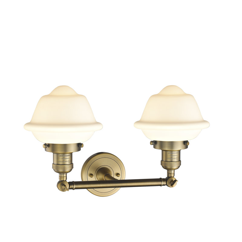 Gebhart 2 - Light Dimmable Vanity Light, Matte White Cased, 6 Watt Vinage LED Bulb, Brushed Brass