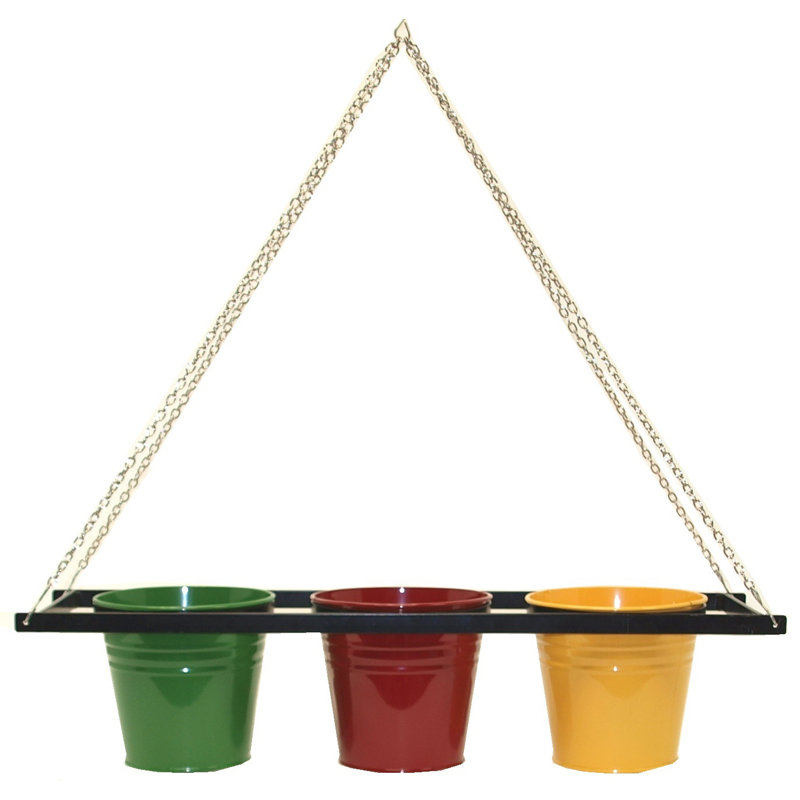 Pot à fleurs suspendu en métal Kinder, Sauge / rouge / safran