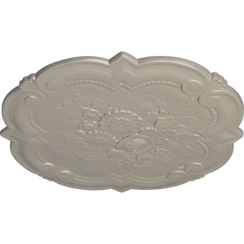 Médaillon de plafond victorien H 24 3/8 po x l 24 3/8 po x P 1 po, Blanc perle