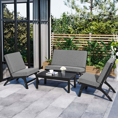 Ensemble de 4 sièges en forme de V, canapé d'extérieur en bois d'acacia massif, mobilier de jardin, sièges d'extérieur
