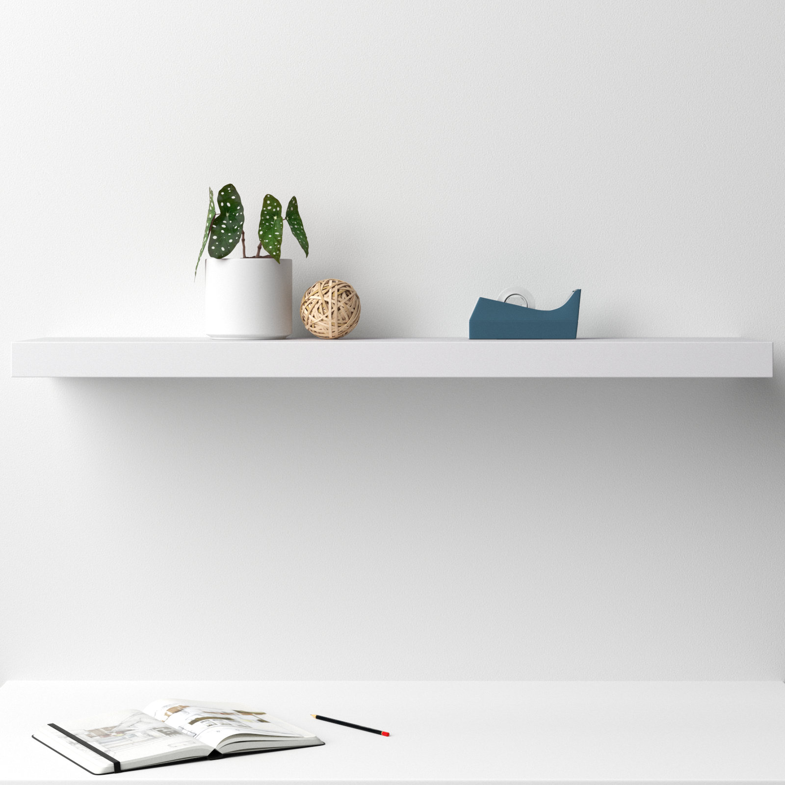 Sherice Floating Shelf, 1.97" H x 43.21" W x 10.24" D, White