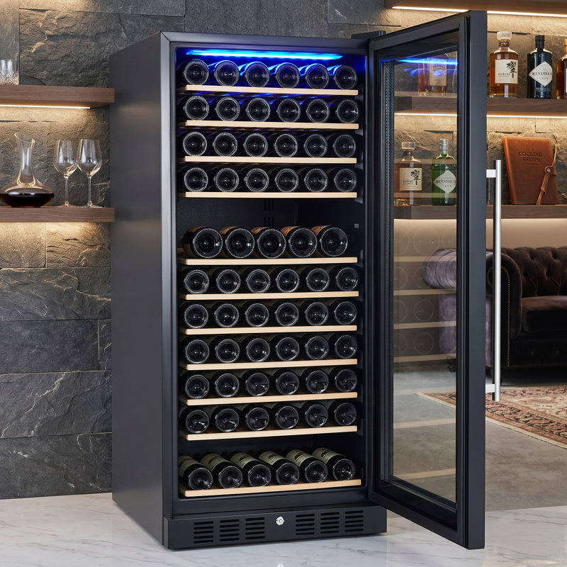 133 Bottles Wine Fridge, Dual Zone Large Wine Refrigerator with Lock, Digital Temperature Control (41-64°F), Wine Refrigerator Freestanding for Red/White Wine, Champagne, Beer Fridge - Black
