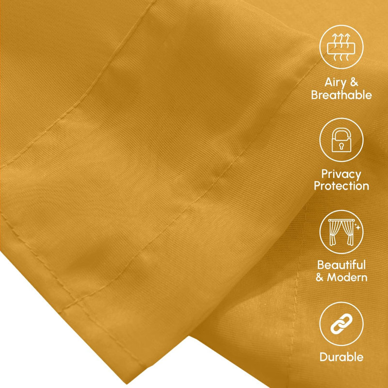 Yaelle Semi Sheer Curtain Pair, 40" W x 84" L, Gold