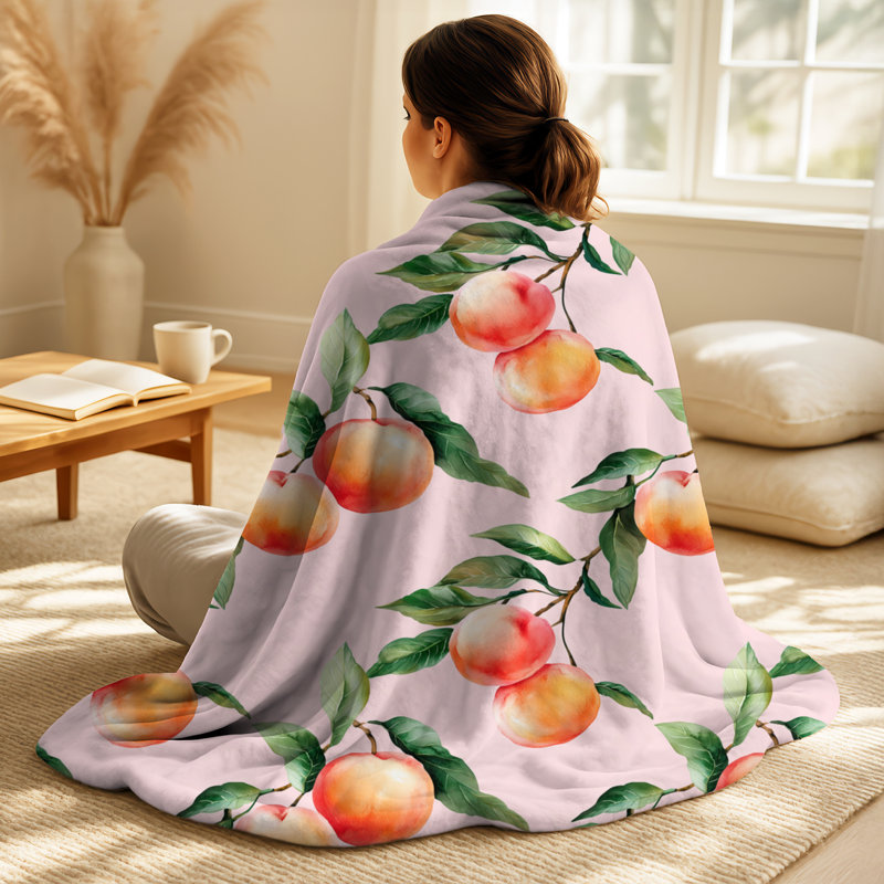 Peachy pastel - couverture abstraite en peluche pour adolescents, jeté en molleton Boho