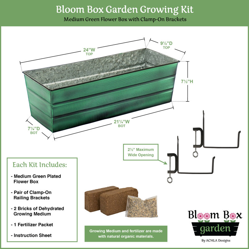 Metal Railing Planter, Green Patina