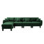 Canapé modulaire en L convertible en forme de L pour 4 personnes avec accoudoirs en forme de coquillage et repose-pieds amovible et pieds cylindriques enveloppés de tissu vert Boucle-146965928