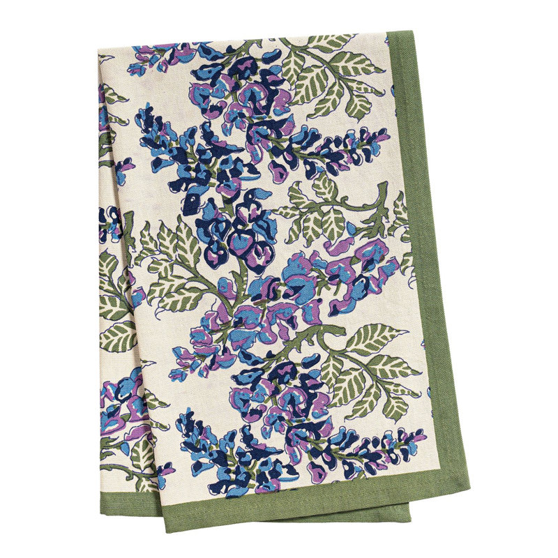 Kappa Floral Tea Towel Kitchen Towel, Olive Green/Blue/Ivory/Purple