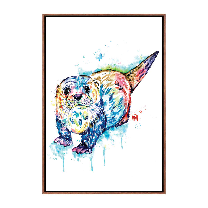 Adorable loutre par Lisa Whitehouse - impression d'art graphique, Pas de tapis, H 60 po x l 40po x P 1,5 po