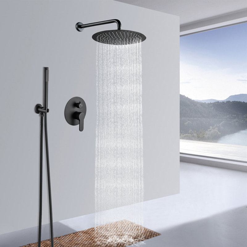 Dual Function Complete Shower System with Rough in-Valve, Black