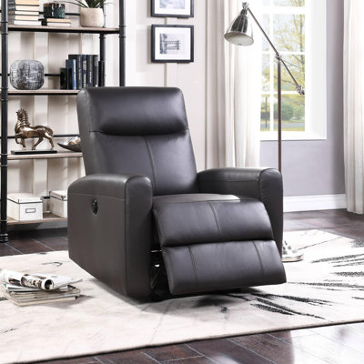 Fauteuil inclinable électrique brun en cuir fleur