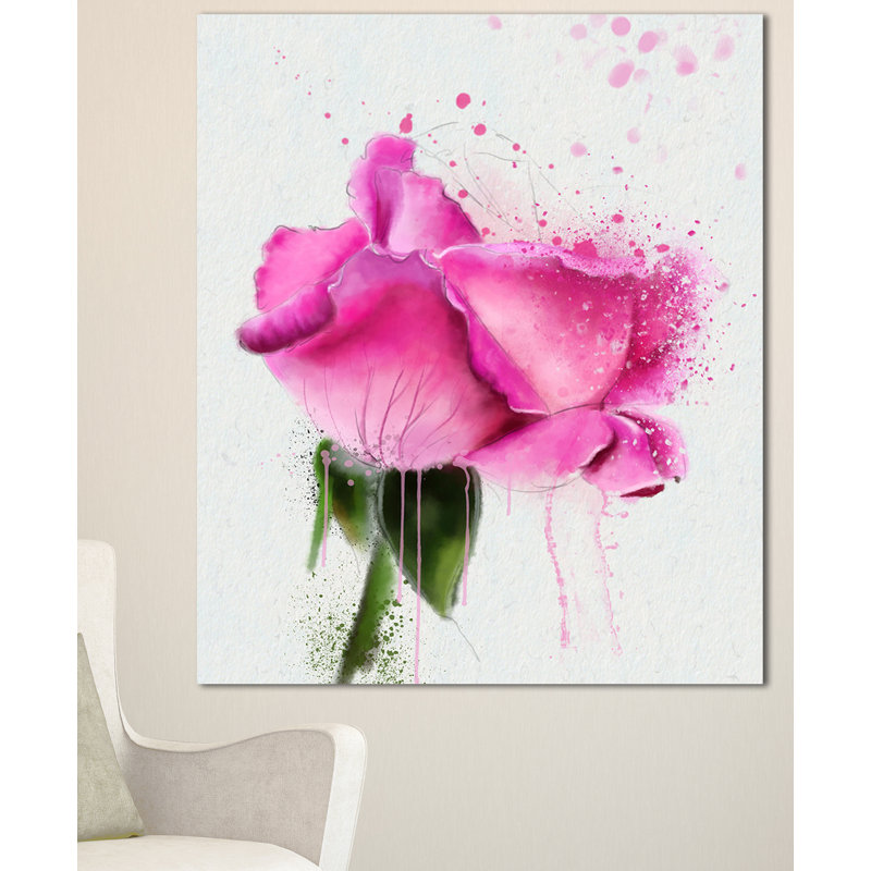 « magnifique rose rose aquarelle », reproduction d’art sur toile tendue, H 40 po x l 30 po x P 1 po