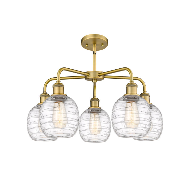 Lustre sphérique à 5 lumières Alve, Laiton brossé