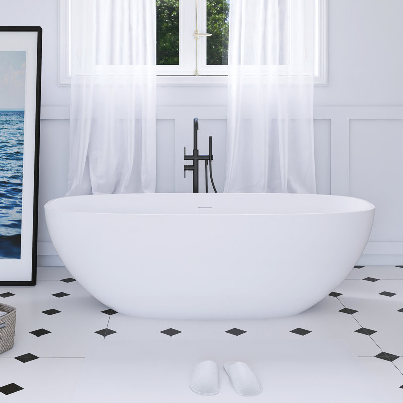 Freestanding Solid Surface Soaking Bathtub