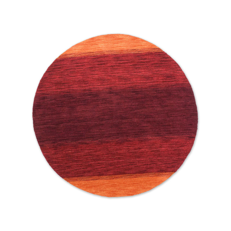 Manns Hand Knotted Loom Wool Eco-Friendly Area Rugs - Round | Orange & Red Color | Contemporary Design | Area rugs for living room, bedroom
