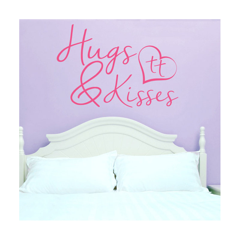 Hugs and Kisses Wall Sticker, Pink, Large