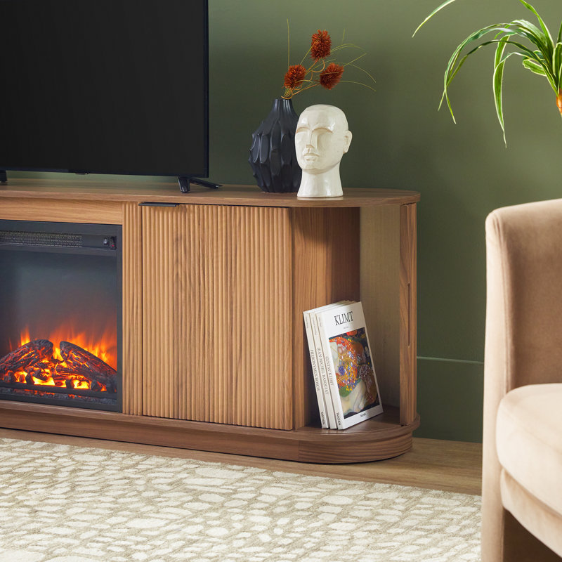 Dragelin Modern Reeded Fireplace TV Stand - Cozy Design