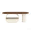 Table basse ovale de luxe, table basse de 47,24 po avec tiroir de rangement, table de centre en métal blanc pour le salon