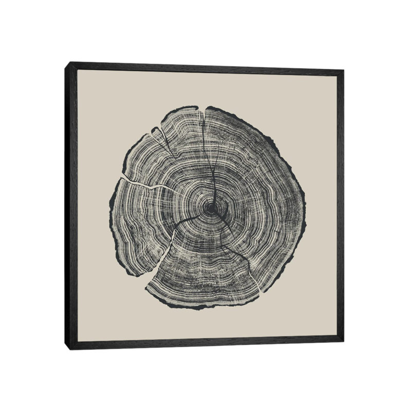Hand-Drawn Oak 1 Piece Painting on Canvas, 66.04cm H x 66.04cm W x 3.81cm D, Black Framed