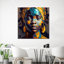Art d'une femme africaine élégante: toile imprimée jaune pour un décor moderne, toiles à cadre noir 1P