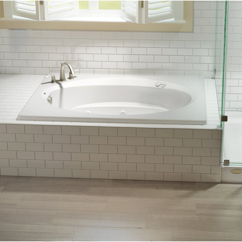 Signature® 72" x 42" Drop In Whirlpool Bathtub, White, Left, No