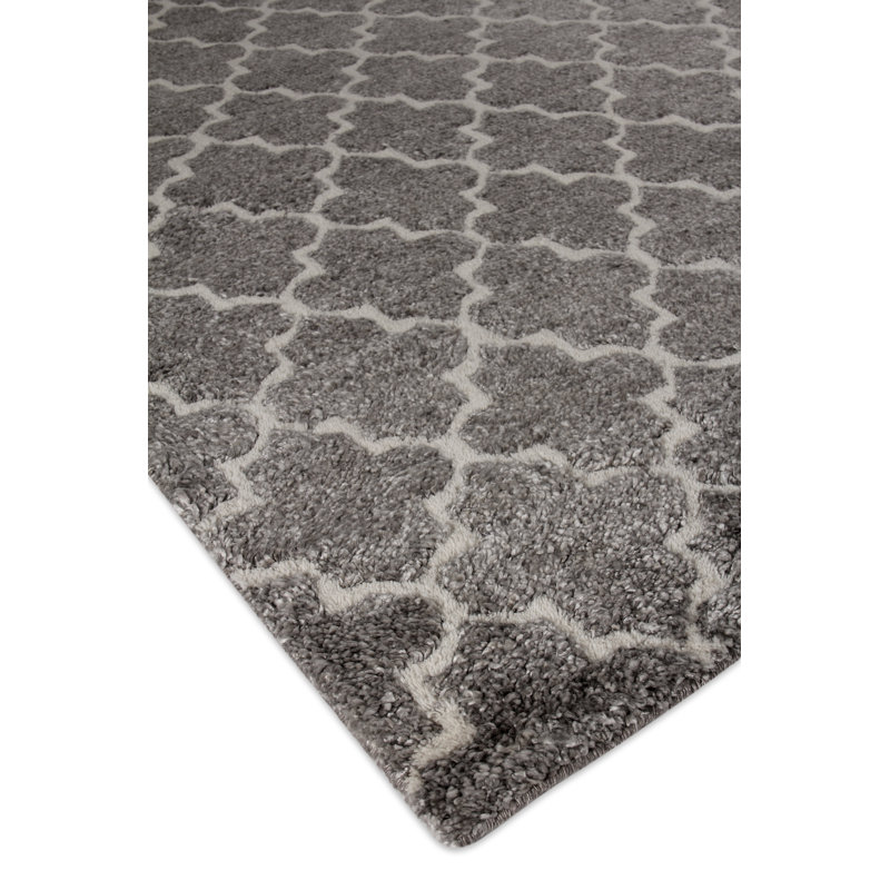 Lux Look Geometric Area Rug in Gray, Rectangle 9' x 12'