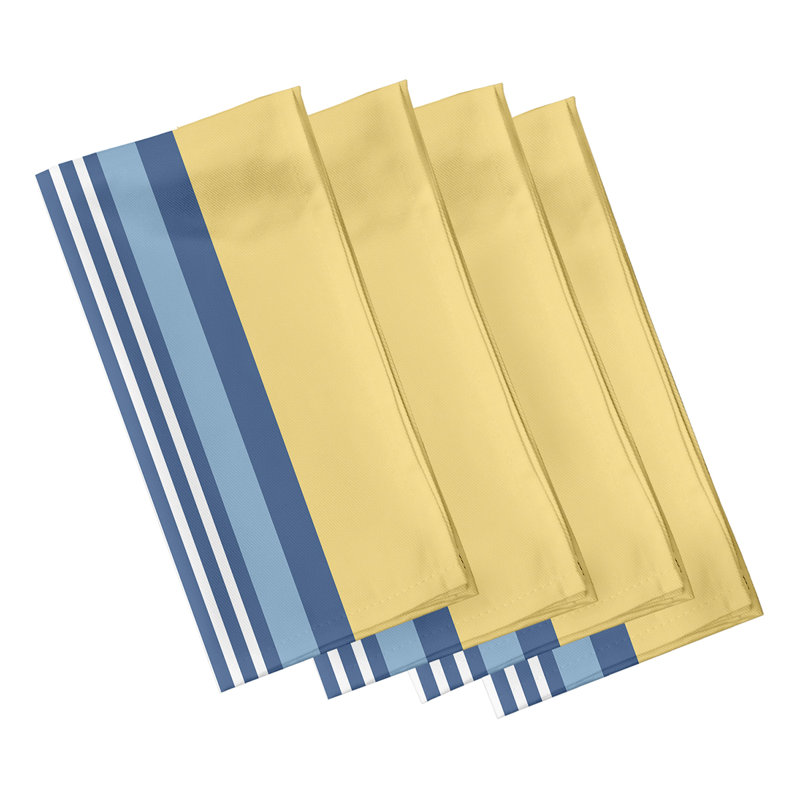 Horacia Polyester Striped Square Napkin, Yellow