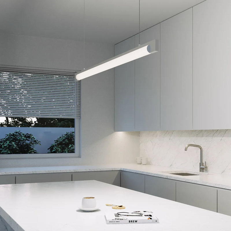 Keel 1 - Light LED Unique/Statement Pendant, Bright Satin Aluminum, 3000K