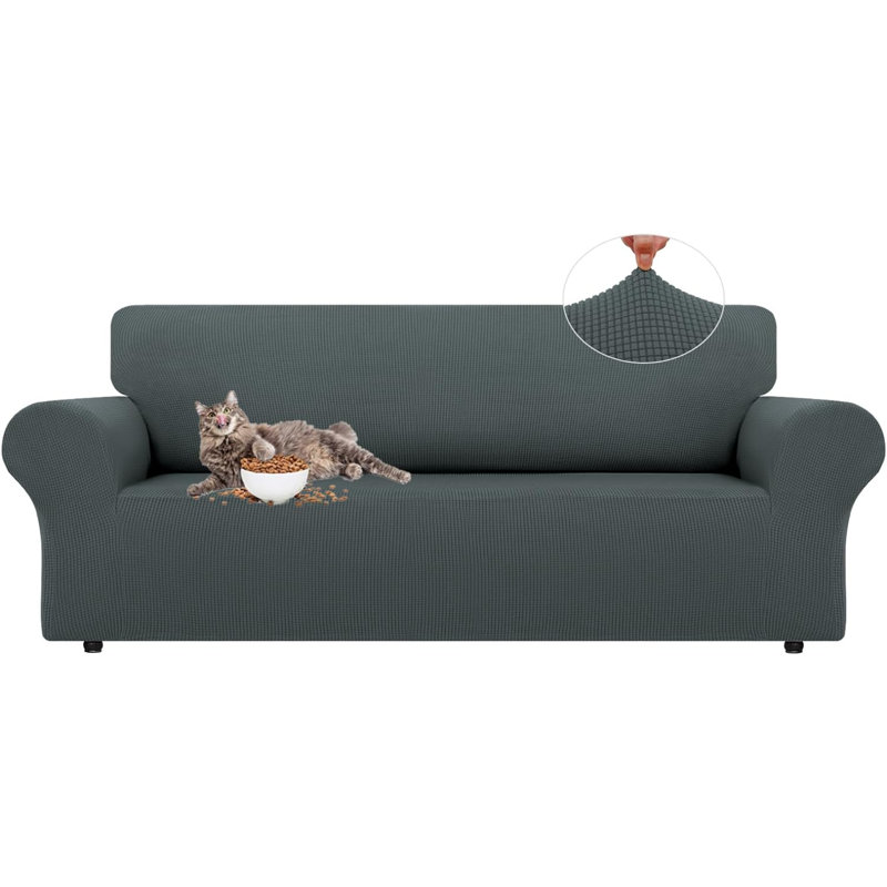 Housse pour canapé à coussins en T, Polyester gris, H 40 po x l 94 po x P 40 po