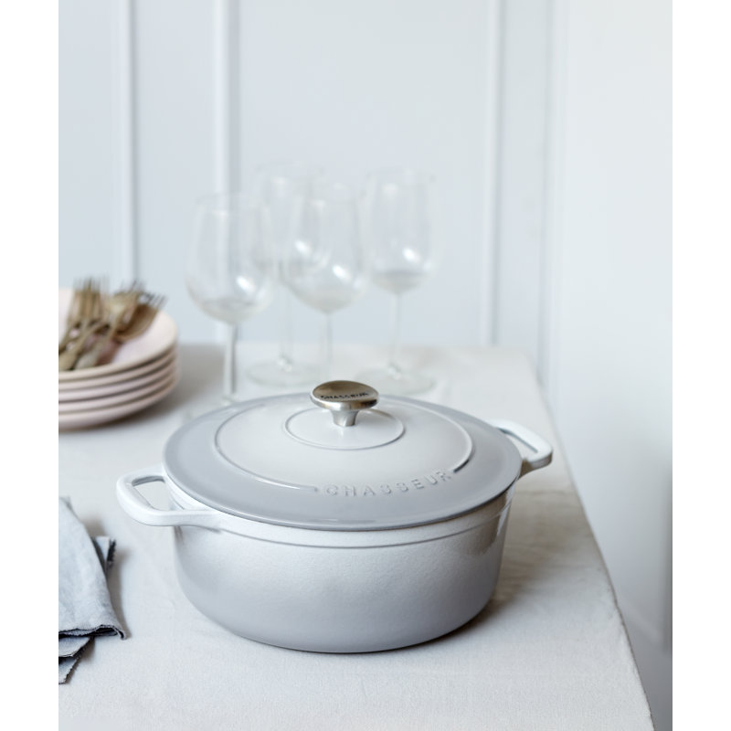 French Home Non-Stick Oval Dutch Oven, 2.6 qt, Celestial Gray