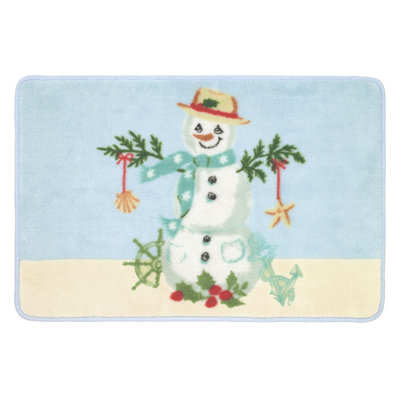 Coastal Snowman Non-Slip Bath Rug