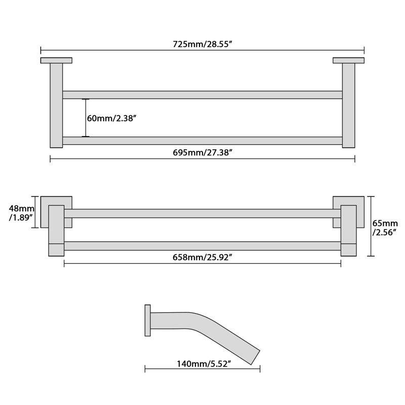 2 Towel Rack, Gold