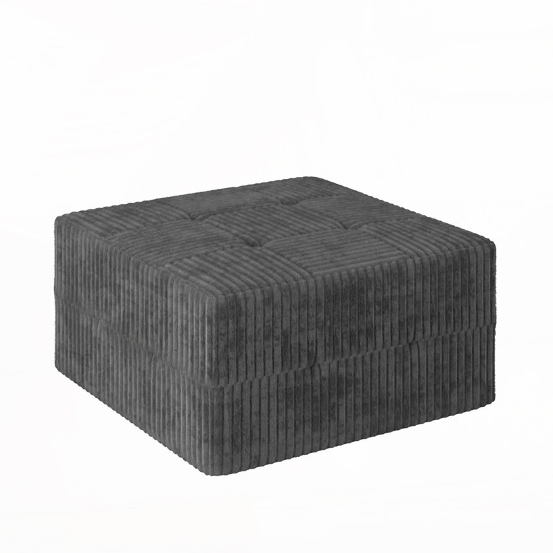 Corduroy Ottoman, Gray