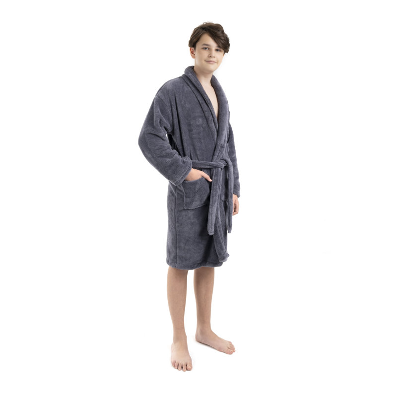 Peignoir en molleton avec poches pour enfants Lovett, L, Gris