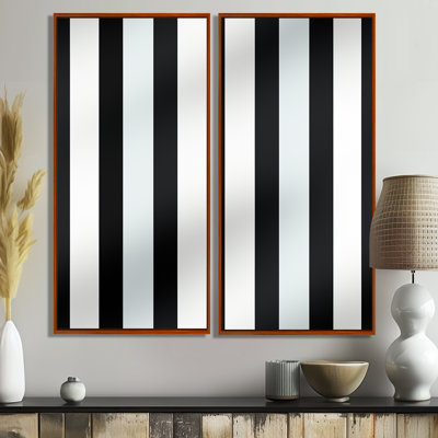 Harmonie de lignes noires et blanches rayées - impressions sur toile modernes