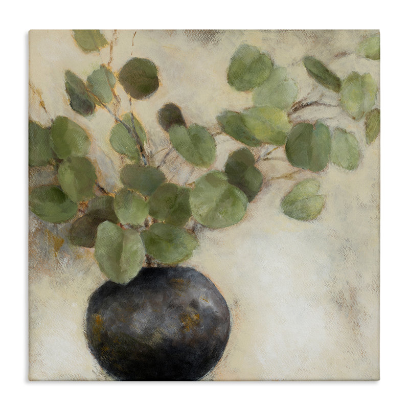 Green Eucalyptus Leaves Botanical Square Canvas with Wooden Frame