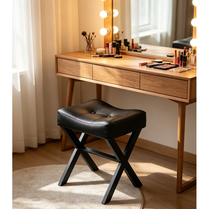 Tabouret de coiffeuse en cuir 18 po