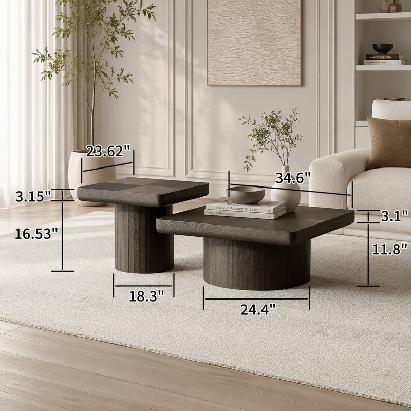 Ensemble de tables basses 2 pièces Modern, Noir