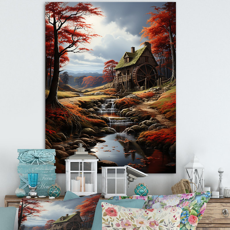 Babucarr Red Mills Red Mill Retreat sur toile, H 32 po x l 16 po x P 1 po, Toile tendue