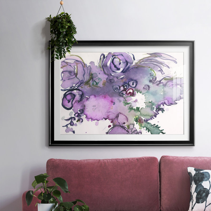 Lavande florale Splendor II - encadrée, impression encadrée avec biseau mat et verre, Noir, H 15 po x l 21 po x P 1,5 po