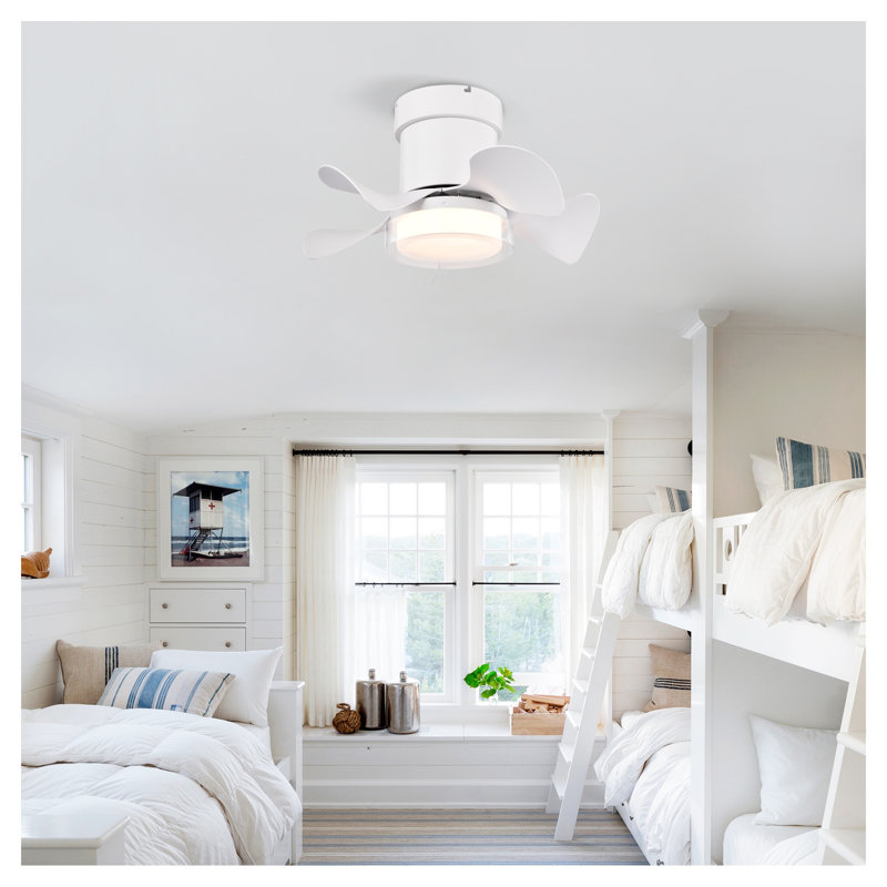 21 Inch Small Space Ceiling Fan with Lights and Remote Control, Flush Mount Ceiling Fan with 3 Color Temperatures, DC Motor Low Noise Ceiling Fan for Kitchen Bedroom Dining Room Patio (Matte White)